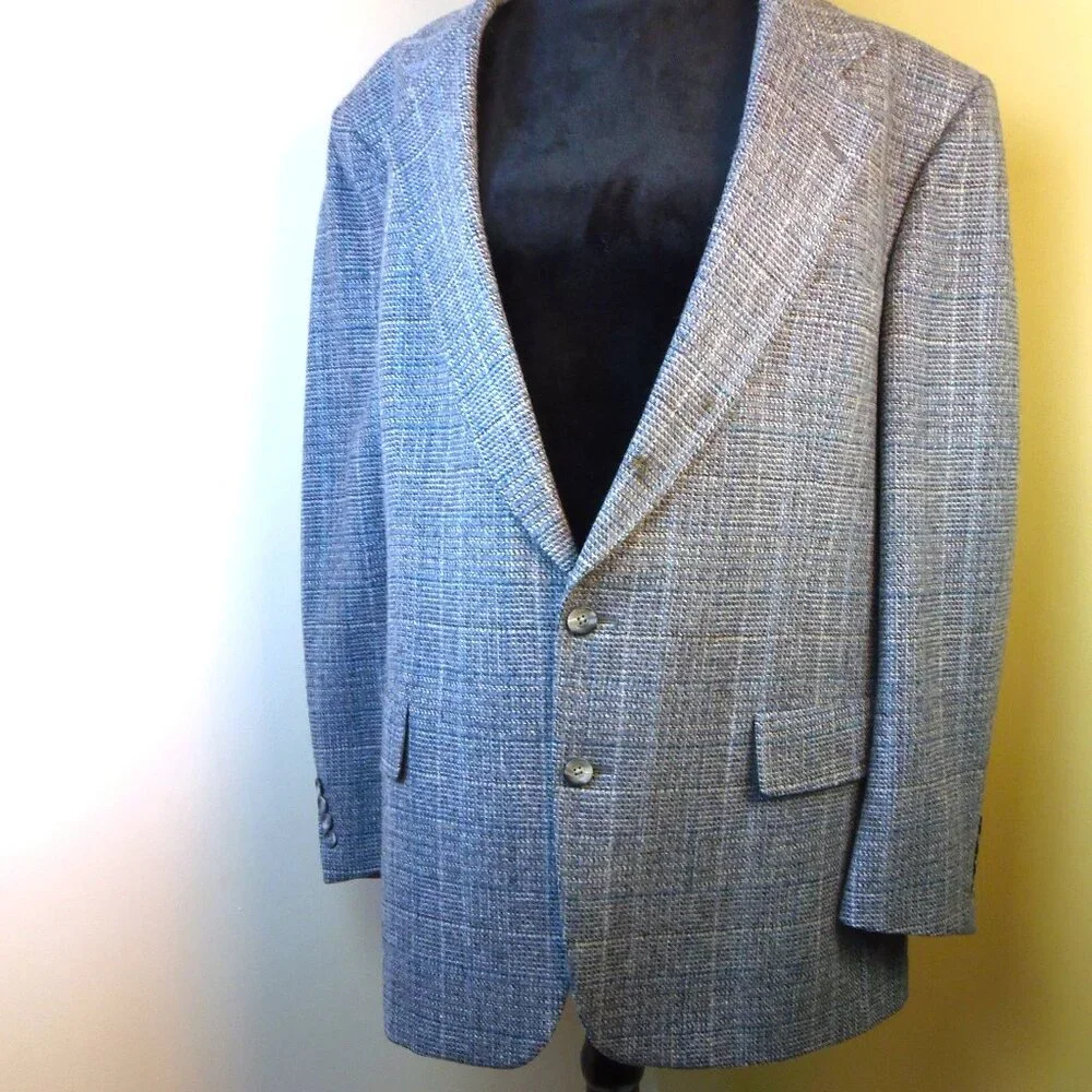 Vintage Hart Schaffner & Marx 100% Wool Blue Tone Tweed Sports Jacket‎ Coat